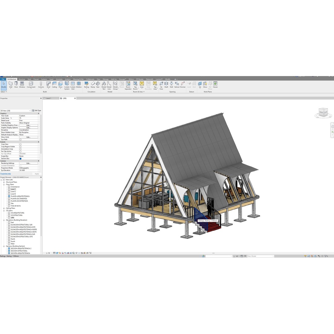 A-Frame House 3D Model – Detailed Architectural Design, Revit & Lumion Formats - View 3