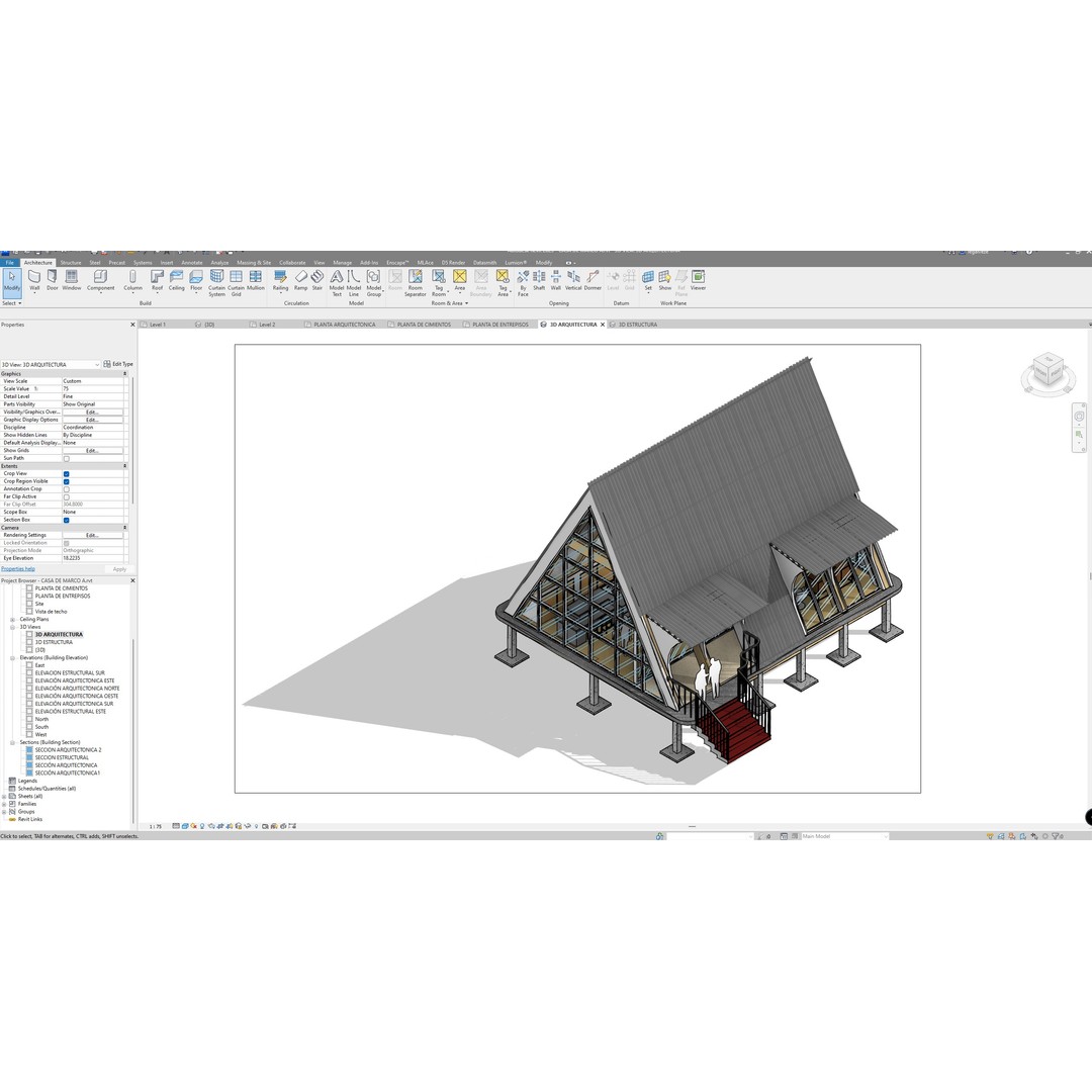 A-Frame House 3D Model – Detailed Architectural Design, Revit & Lumion Formats - View 4
