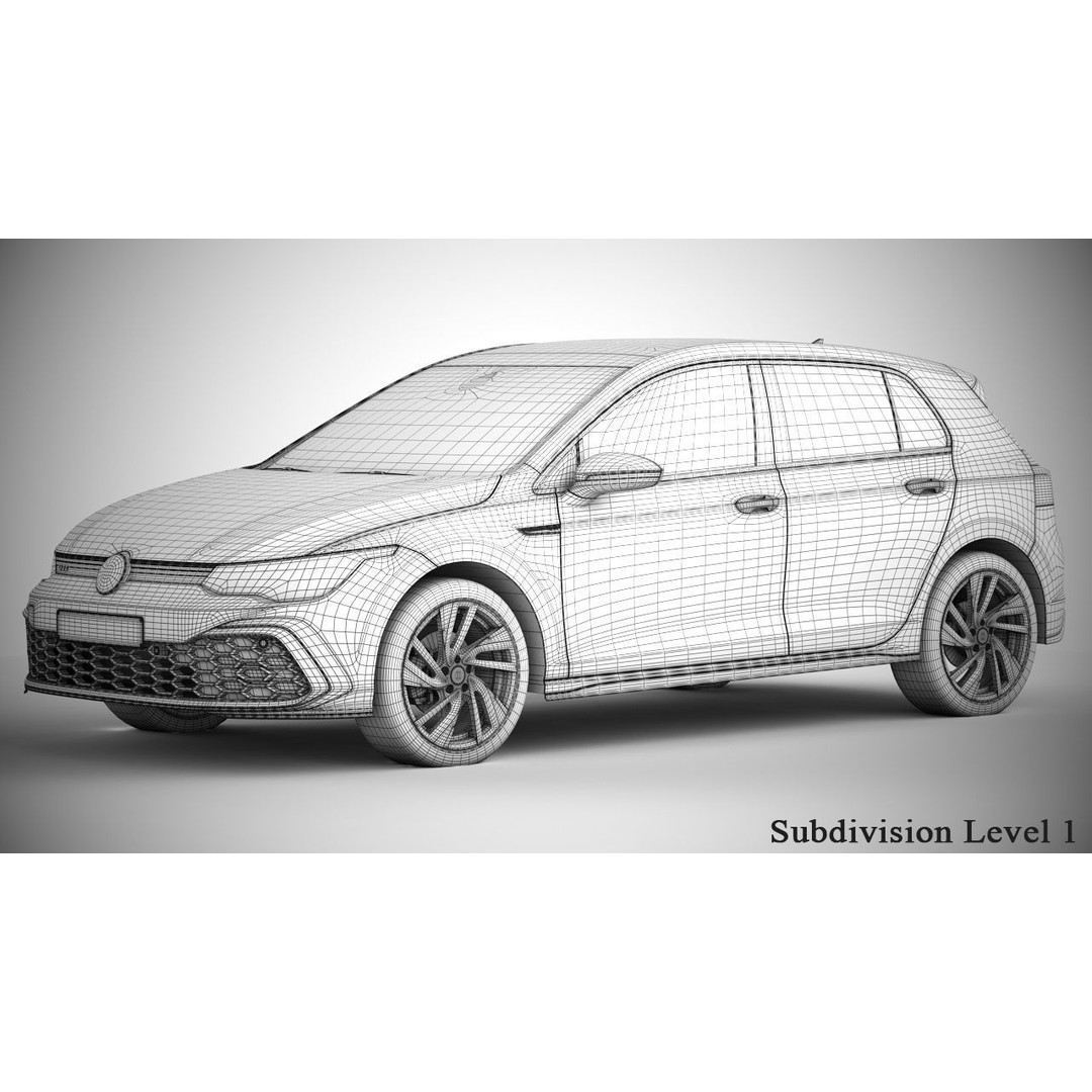 Volkswagen Golf GTI 2021 3D Model – High Poly Compact Car, FBX, OBJ - View 20