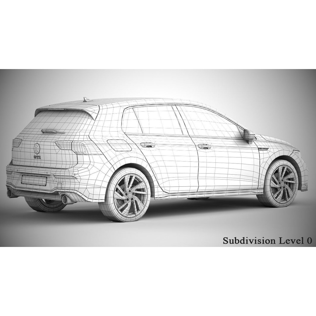 Volkswagen Golf GTI 2021 3D Model – High Poly Compact Car, FBX, OBJ - View 21
