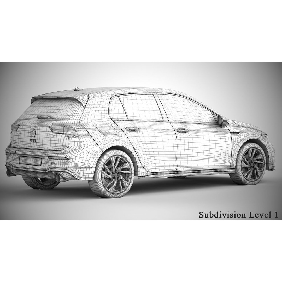 Volkswagen Golf GTI 2021 3D Model – High Poly Compact Car, FBX, OBJ - View 22