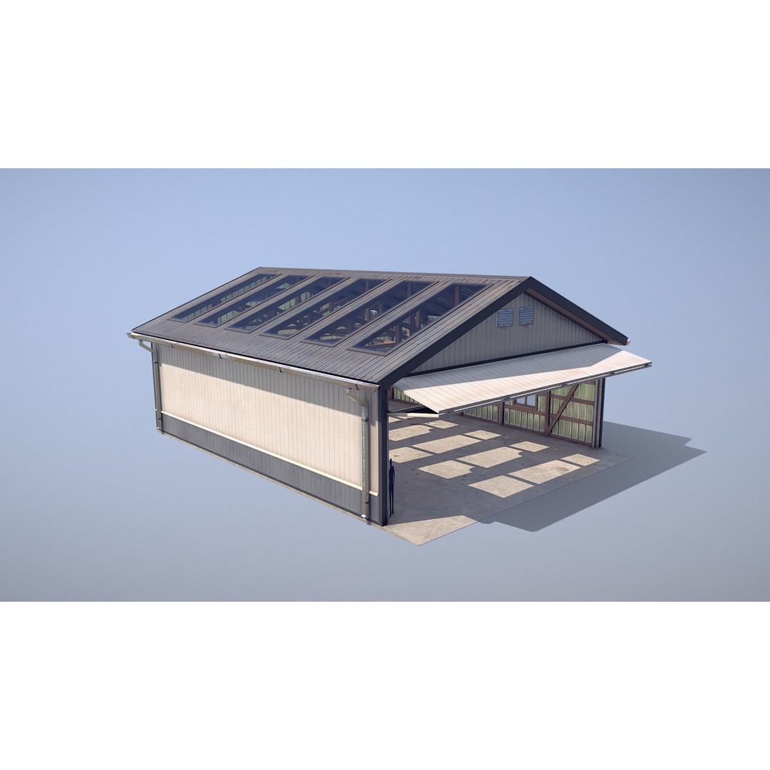 Airfield Hangar 3D Model – Low Poly Game Asset, FBX, OBJ - View 10