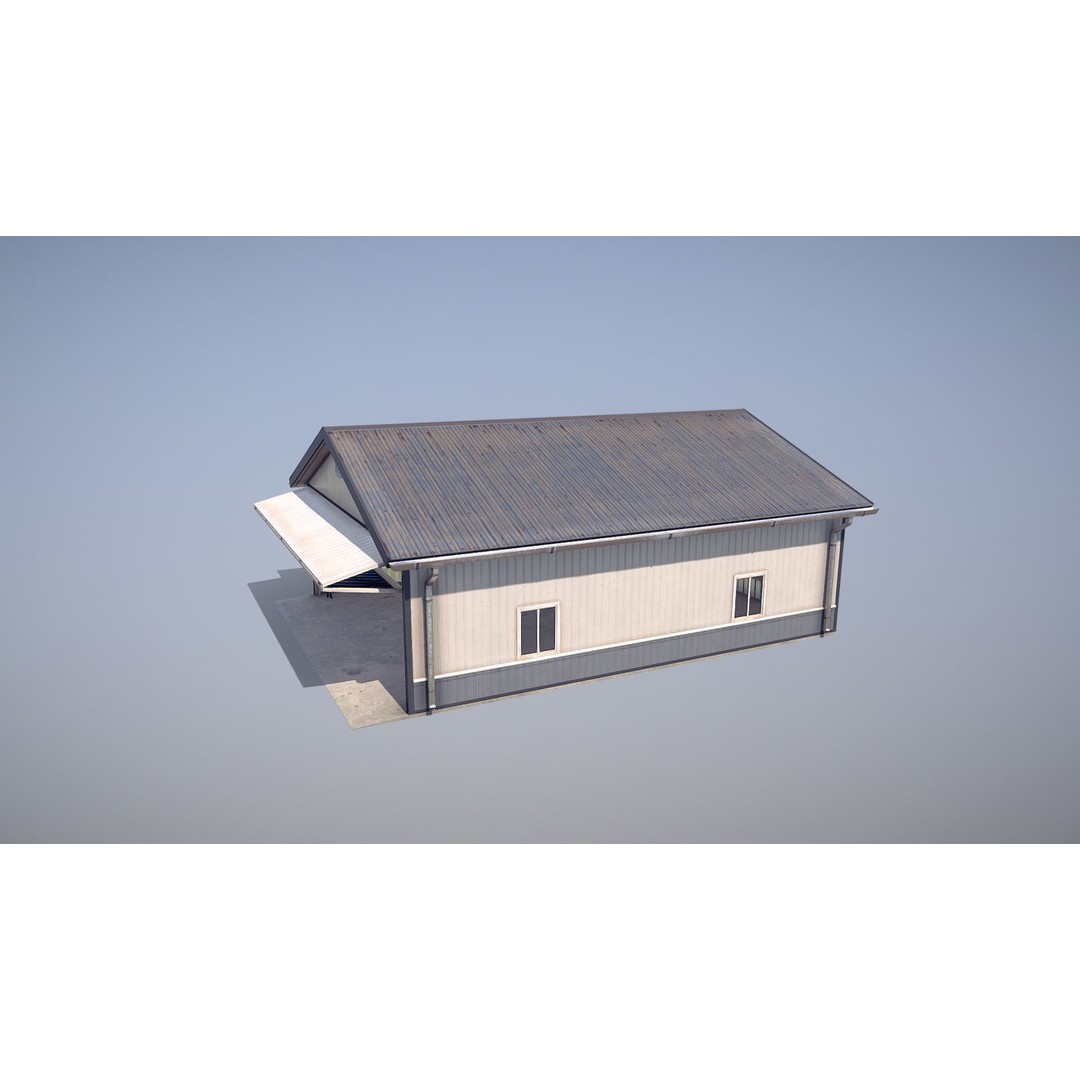 Airfield Hangar 3D Model – Low Poly Game Asset, FBX, OBJ - View 11