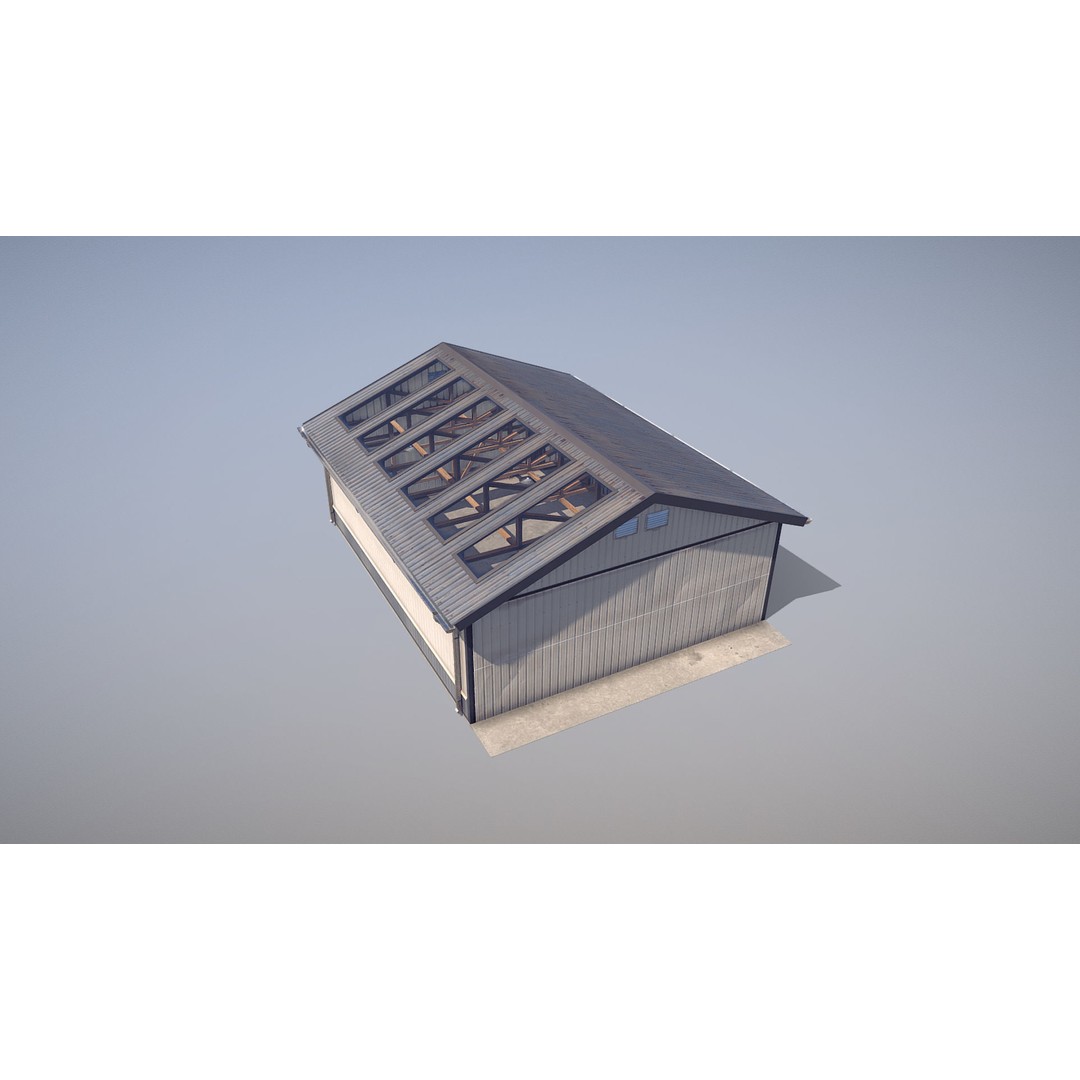 Airfield Hangar 3D Model – Low Poly Game Asset, FBX, OBJ - View 12