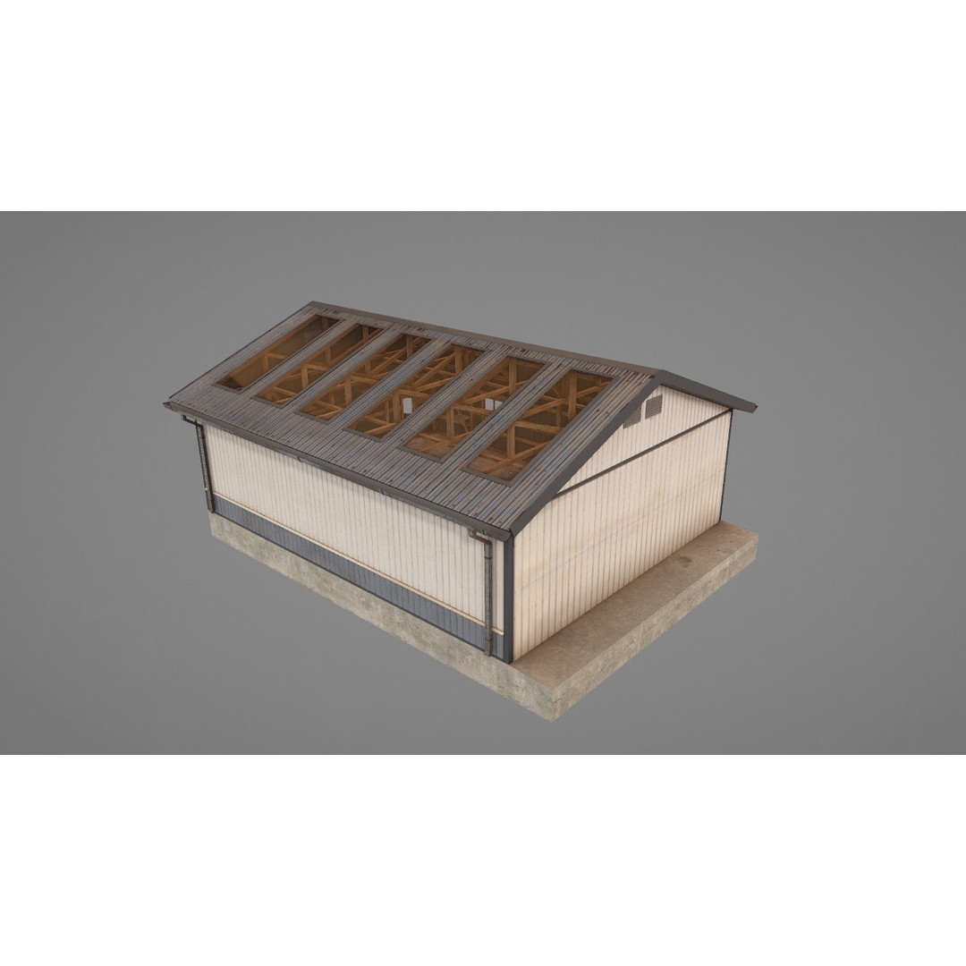 Airfield Hangar 3D Model – Low Poly Game Asset, FBX, OBJ - View 14