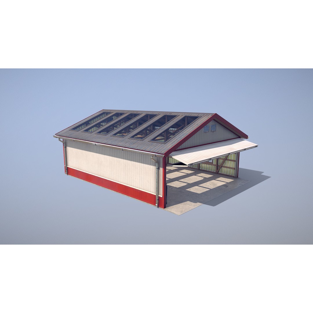 Airfield Hangar 3D Model – Low Poly Game Asset, FBX, OBJ - View 17
