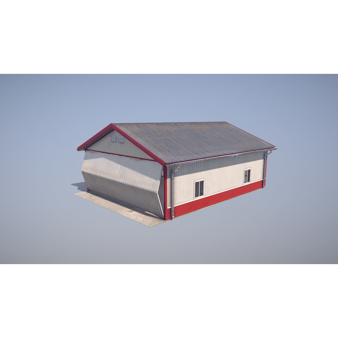 Airfield Hangar 3D Model – Low Poly Game Asset, FBX, OBJ - View 19