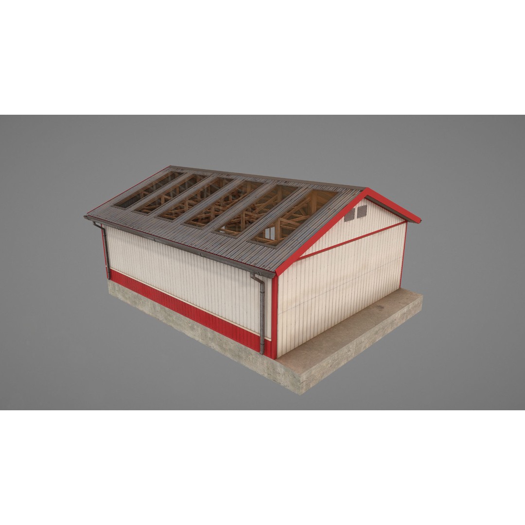 Airfield Hangar 3D Model – Low Poly Game Asset, FBX, OBJ - View 21