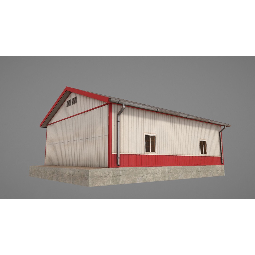 Airfield Hangar 3D Model – Low Poly Game Asset, FBX, OBJ - View 22