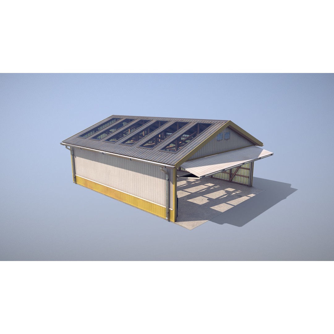Airfield Hangar 3D Model – Low Poly Game Asset, FBX, OBJ - View 23