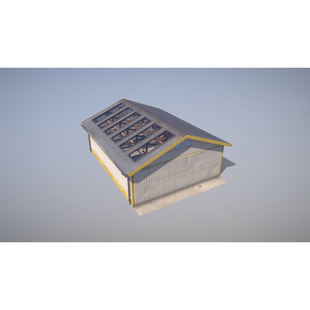Airfield Hangar 3D Model – Low Poly Game Asset, FBX, OBJ - View 25