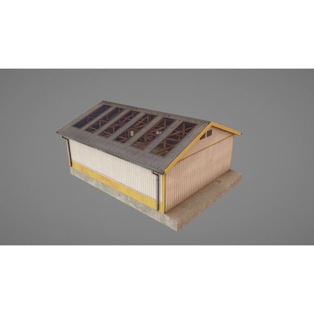 Airfield Hangar 3D Model – Low Poly Game Asset, FBX, OBJ - View 27