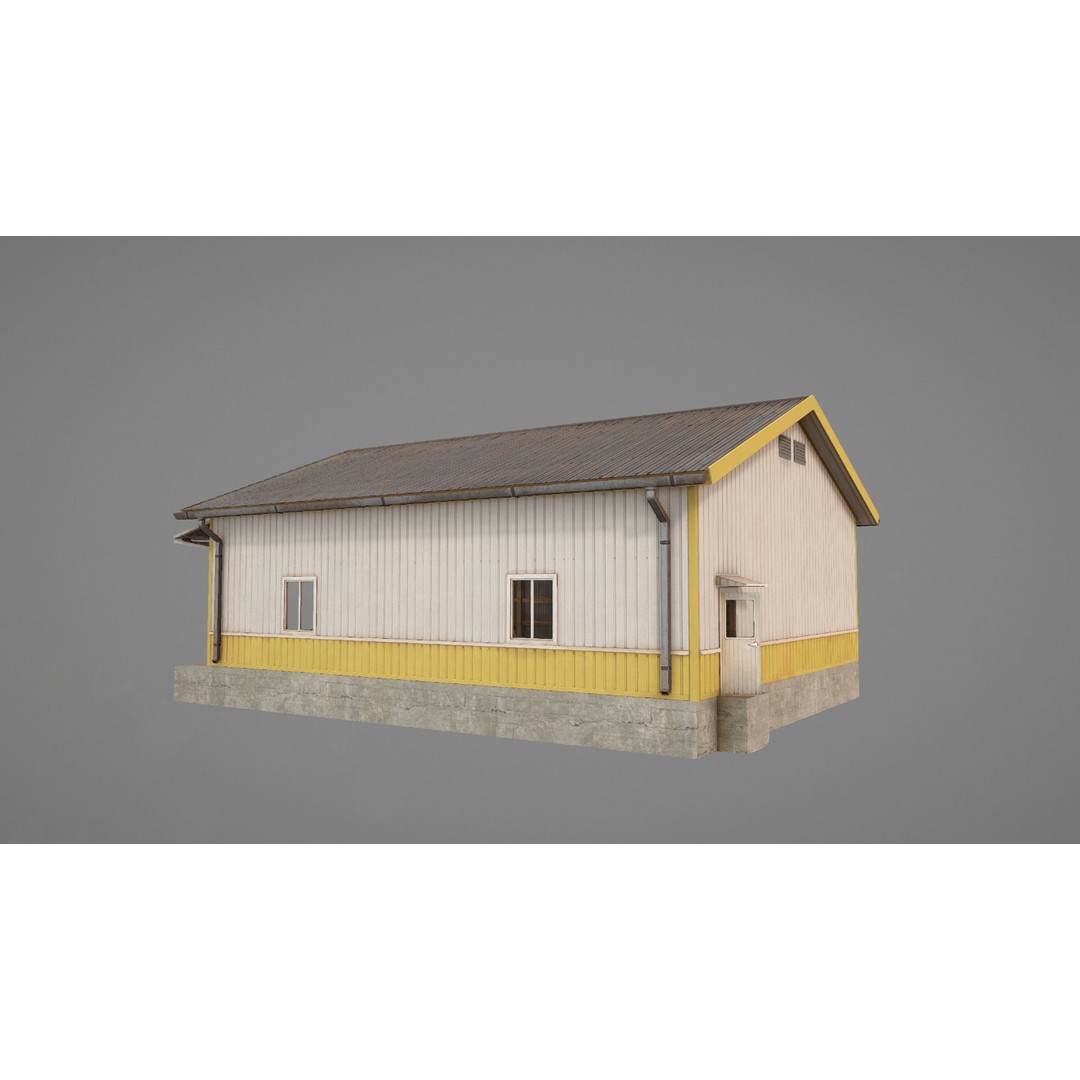 Airfield Hangar 3D Model – Low Poly Game Asset, FBX, OBJ - View 28