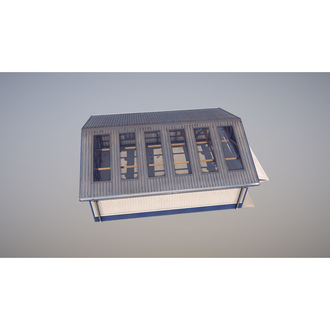 Airfield Hangar 3D Model – Low Poly Game Asset, FBX, OBJ - View 5