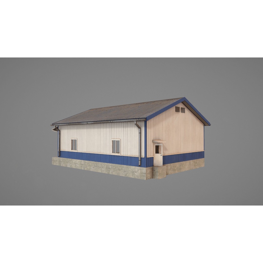 Airfield Hangar 3D Model – Low Poly Game Asset, FBX, OBJ - View 8