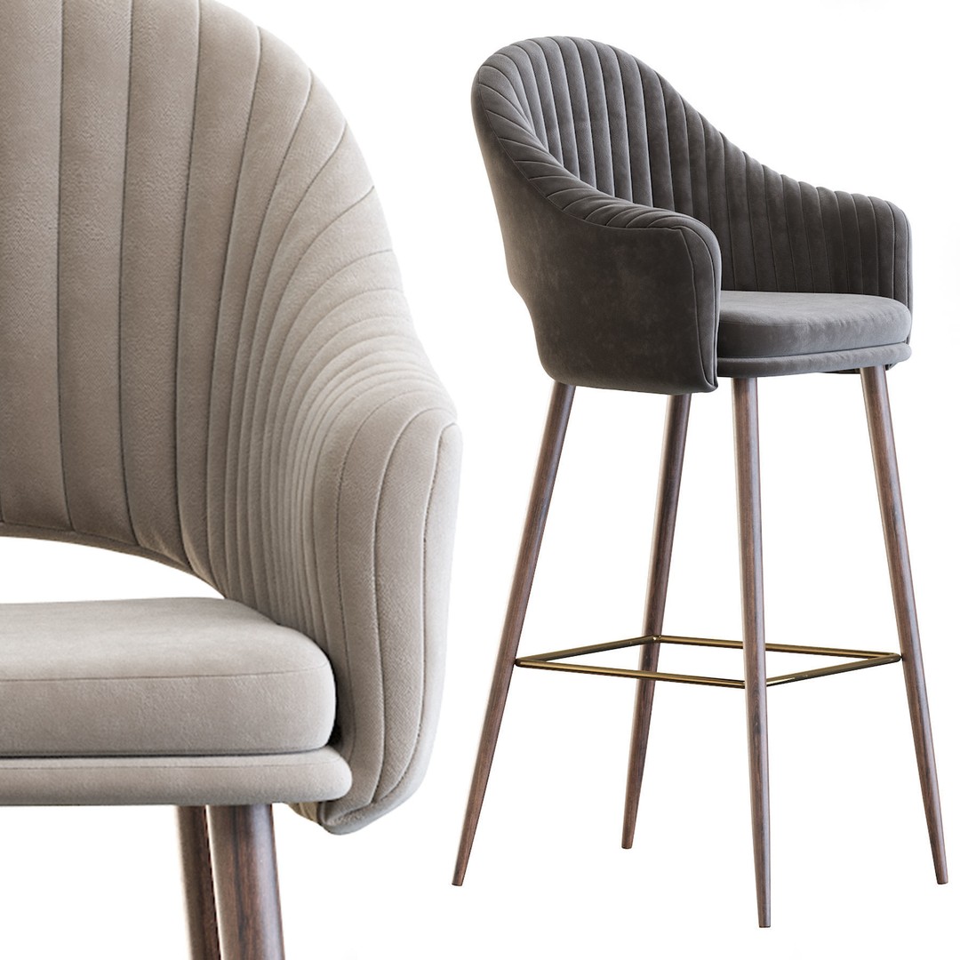 Deephouse Barstool 3D Model – Industrial Modern Chair, FBX & OBJ - View 23