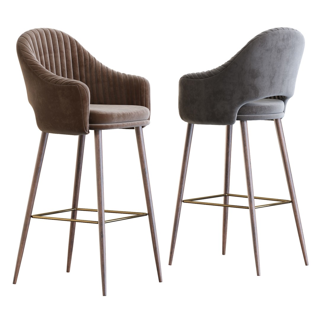 Deephouse Barstool 3D Model – Industrial Modern Chair, FBX & OBJ - View 3