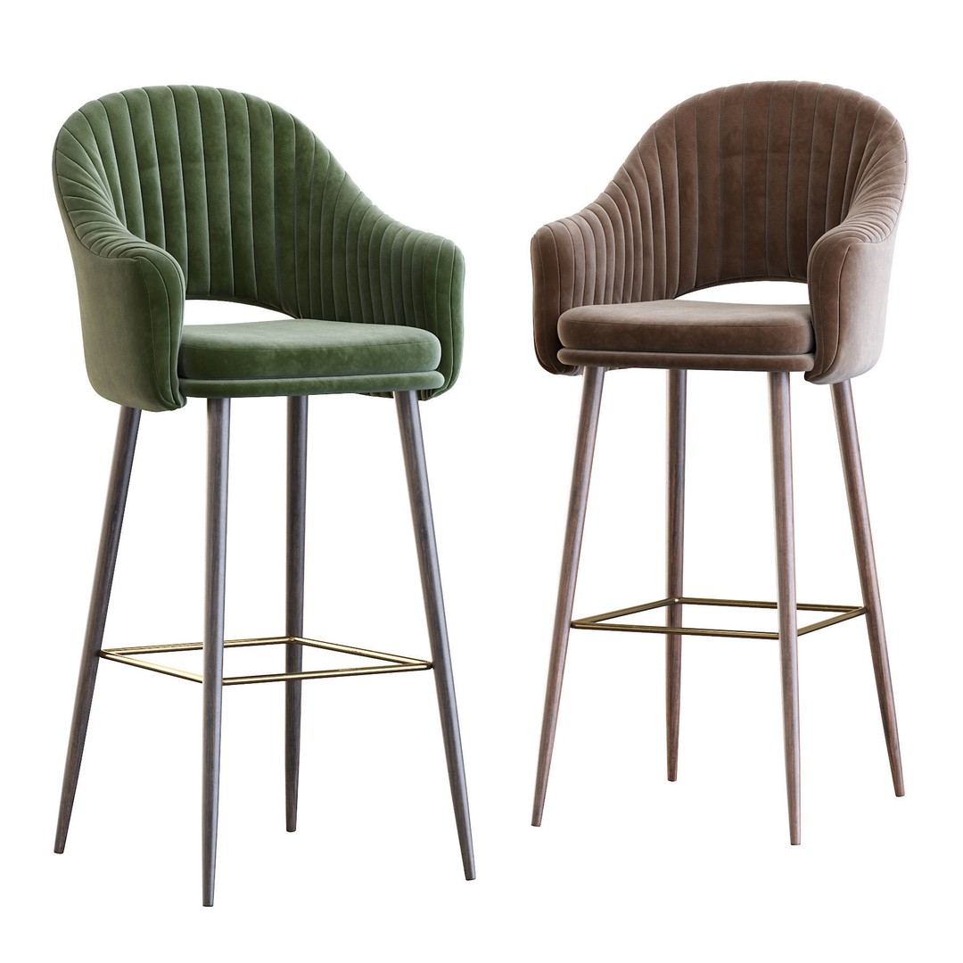 Deephouse Barstool 3D Model – Industrial Modern Chair, FBX & OBJ - View 4