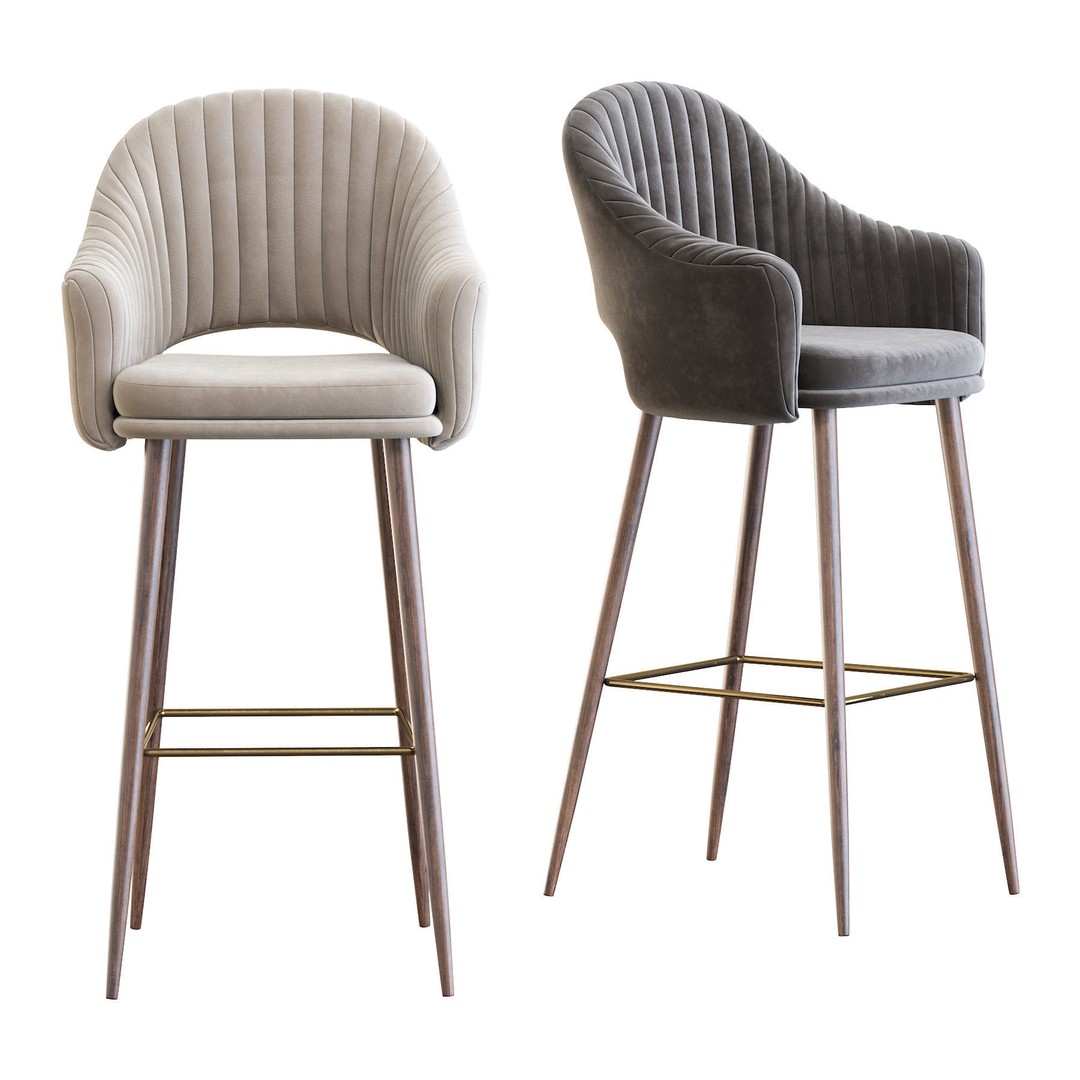 Deephouse Barstool 3D Model – Industrial Modern Chair, FBX & OBJ - View 5