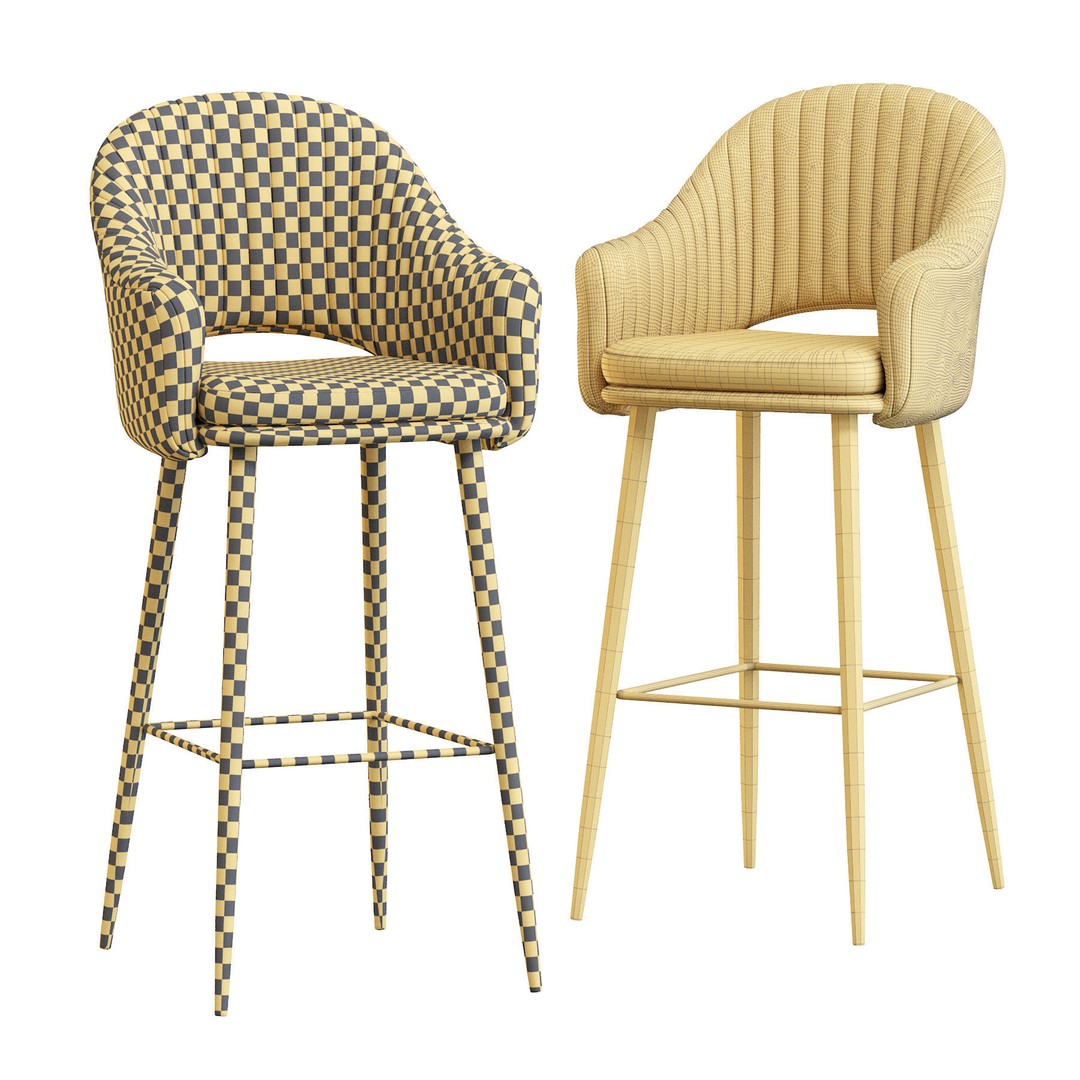 Deephouse Barstool 3D Model – Industrial Modern Chair, FBX & OBJ - View 6