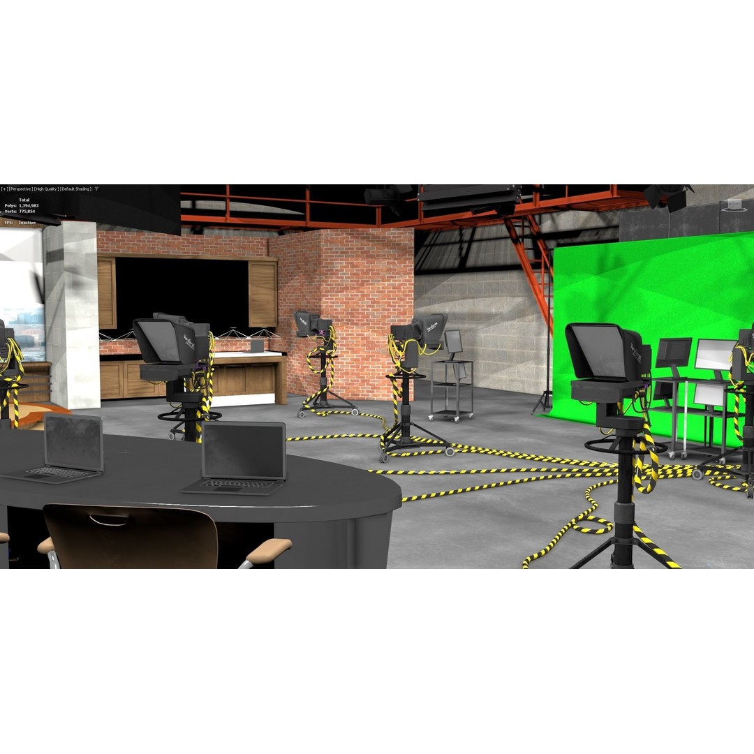 News Studio 3D Model – Low Poly VR Environment for Broadcast - View 10