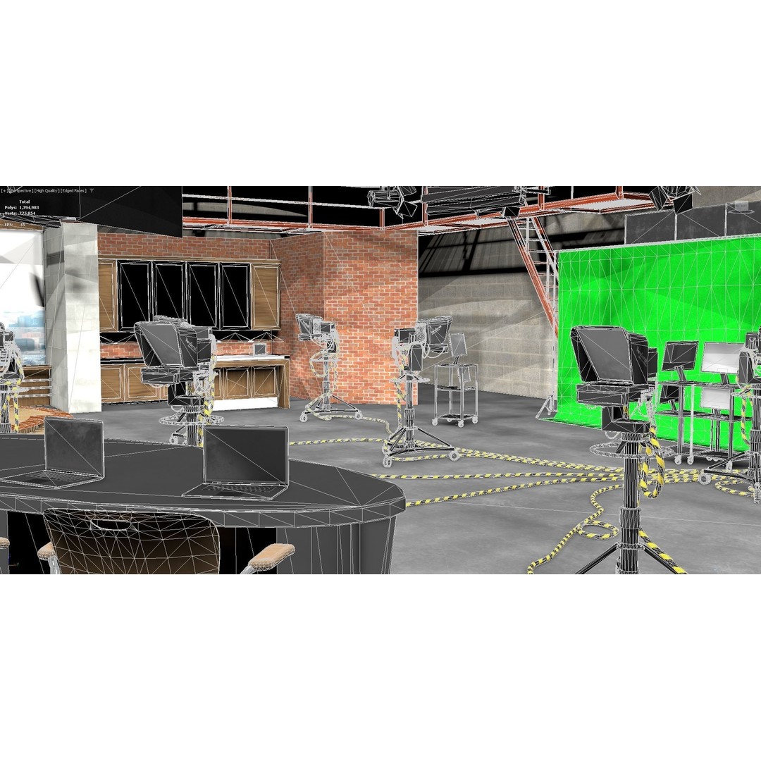 News Studio 3D Model – Low Poly VR Environment for Broadcast - View 11