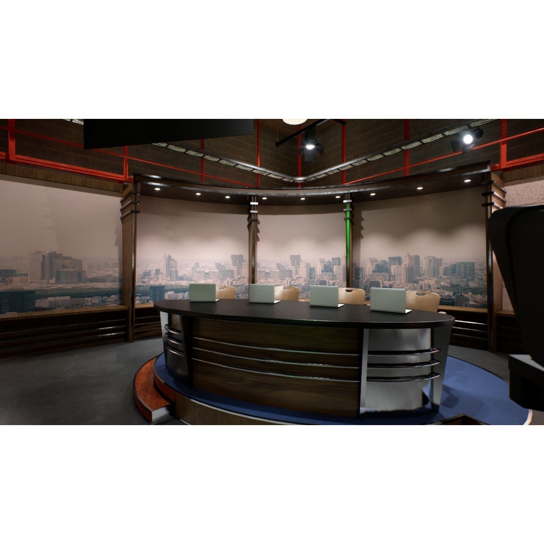News Studio 3D Model – Low Poly VR Environment for Broadcast - View 12