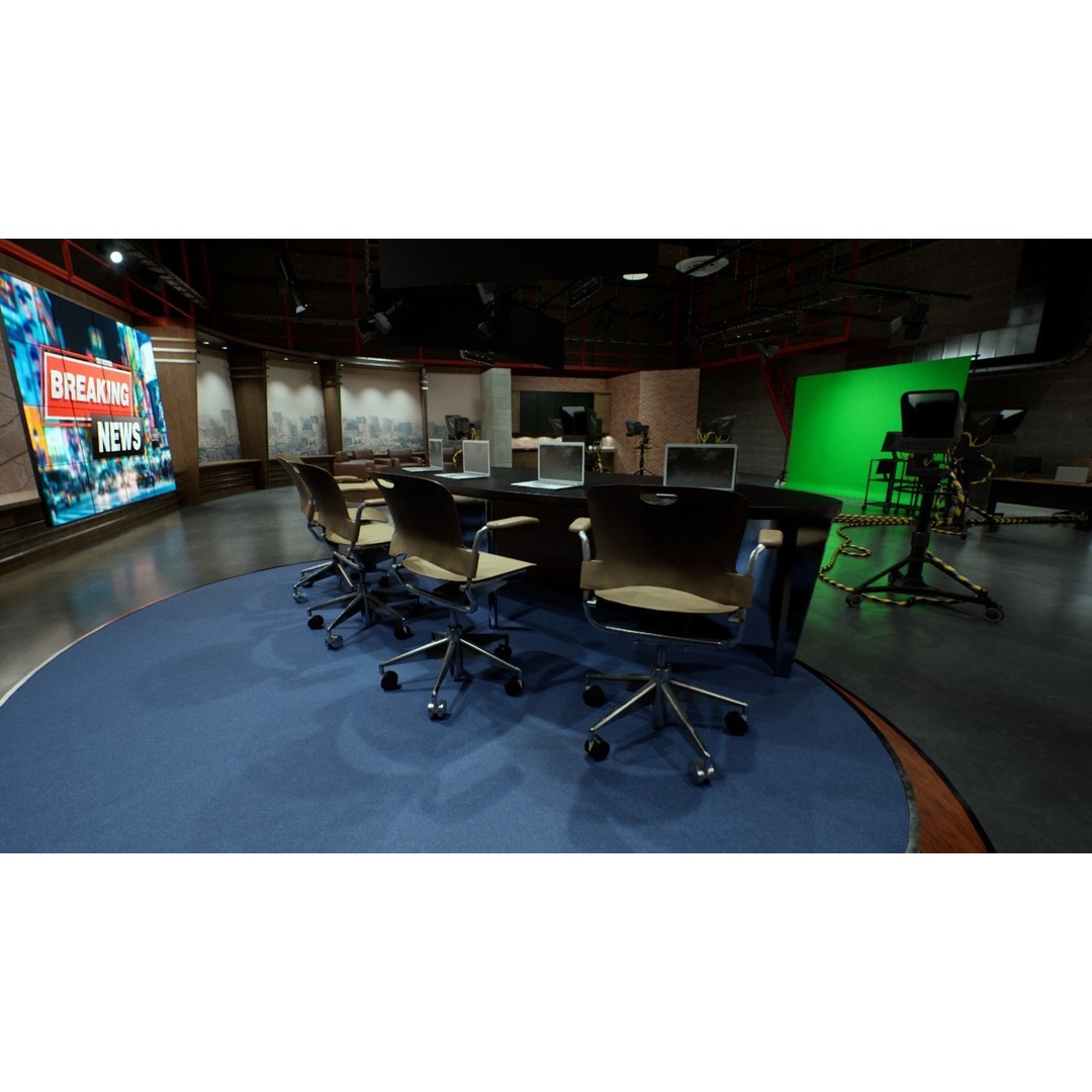 News Studio 3D Model – Low Poly VR Environment for Broadcast - View 18