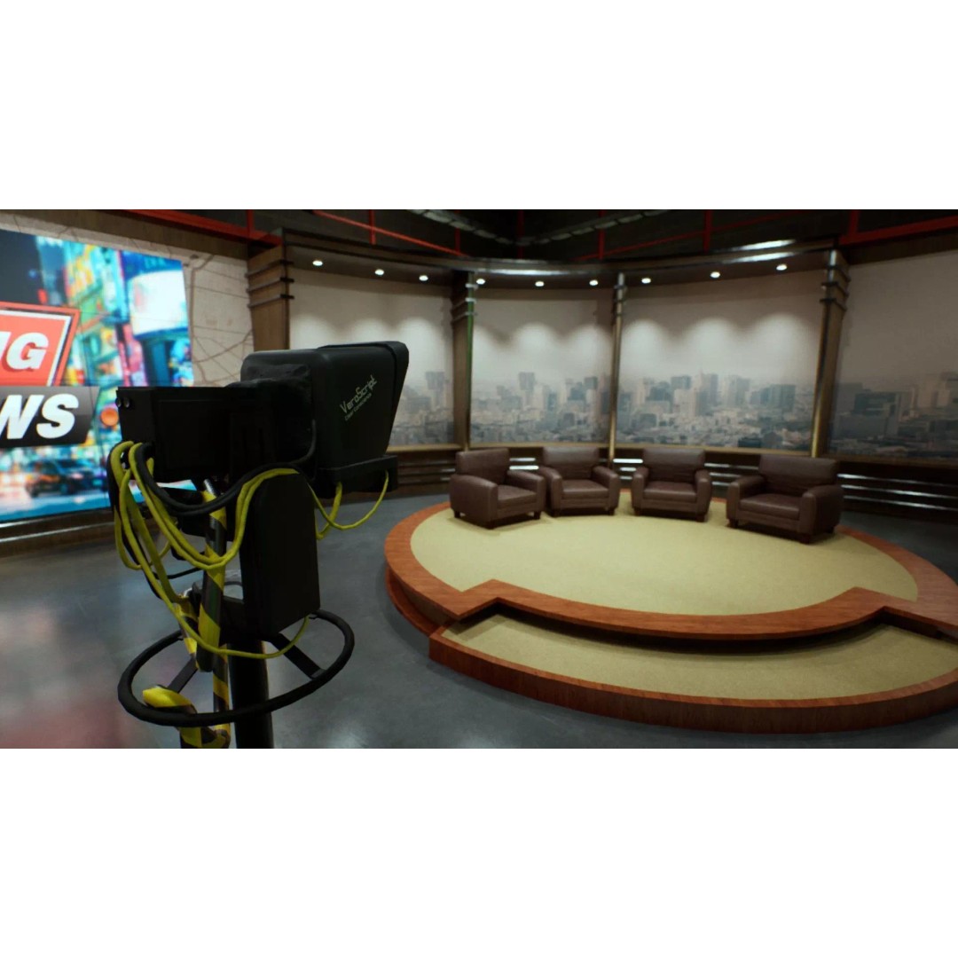News Studio 3D Model – Low Poly VR Environment for Broadcast - View 2