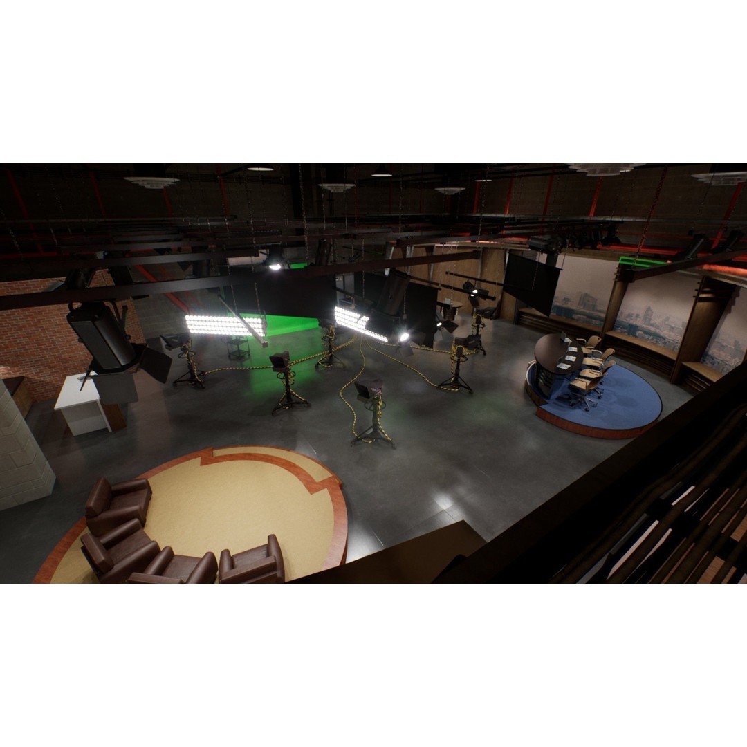 News Studio 3D Model – Low Poly VR Environment for Broadcast - View 4