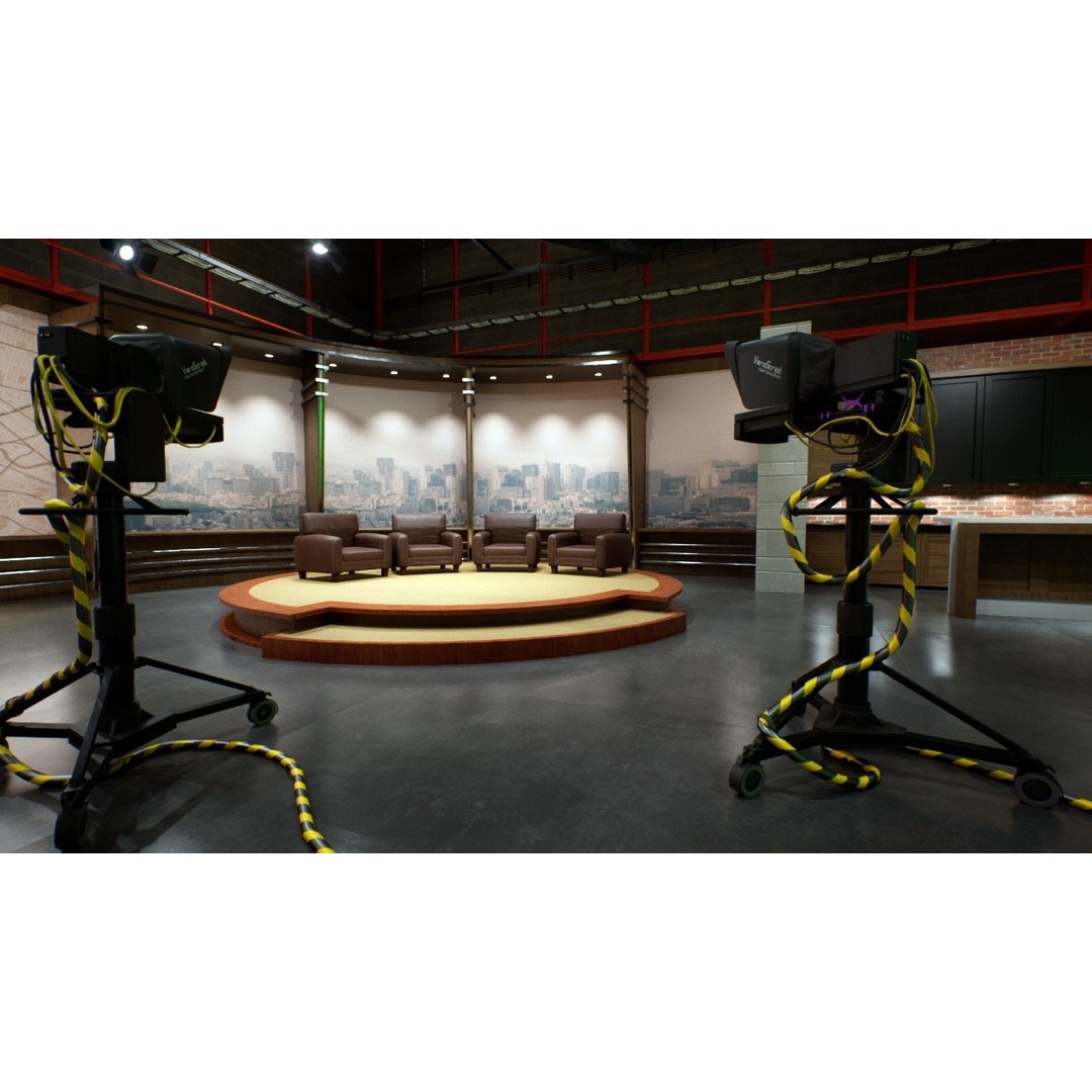 News Studio 3D Model – Low Poly VR Environment for Broadcast - View 5