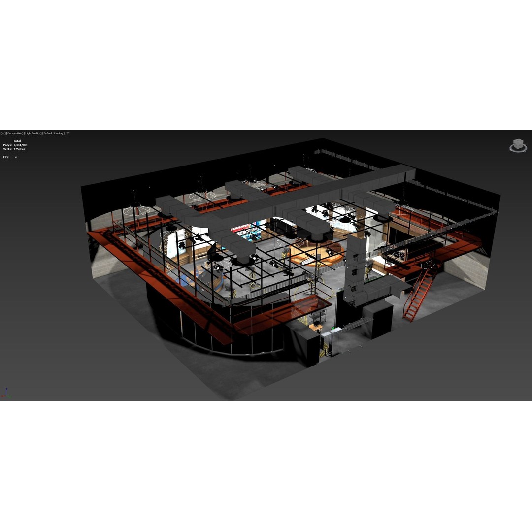 News Studio 3D Model – Low Poly VR Environment for Broadcast - View 8