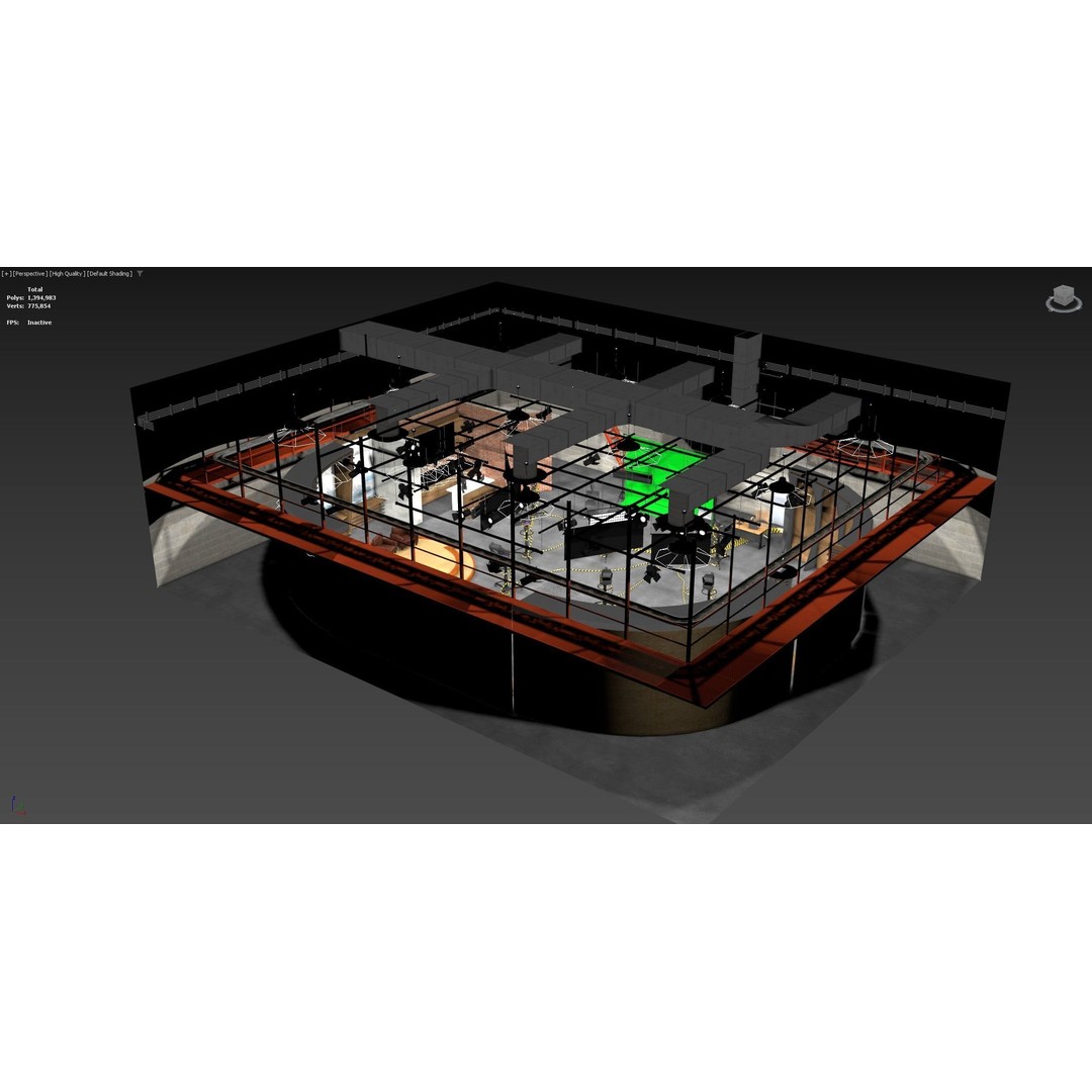 News Studio 3D Model – Low Poly VR Environment for Broadcast - View 9