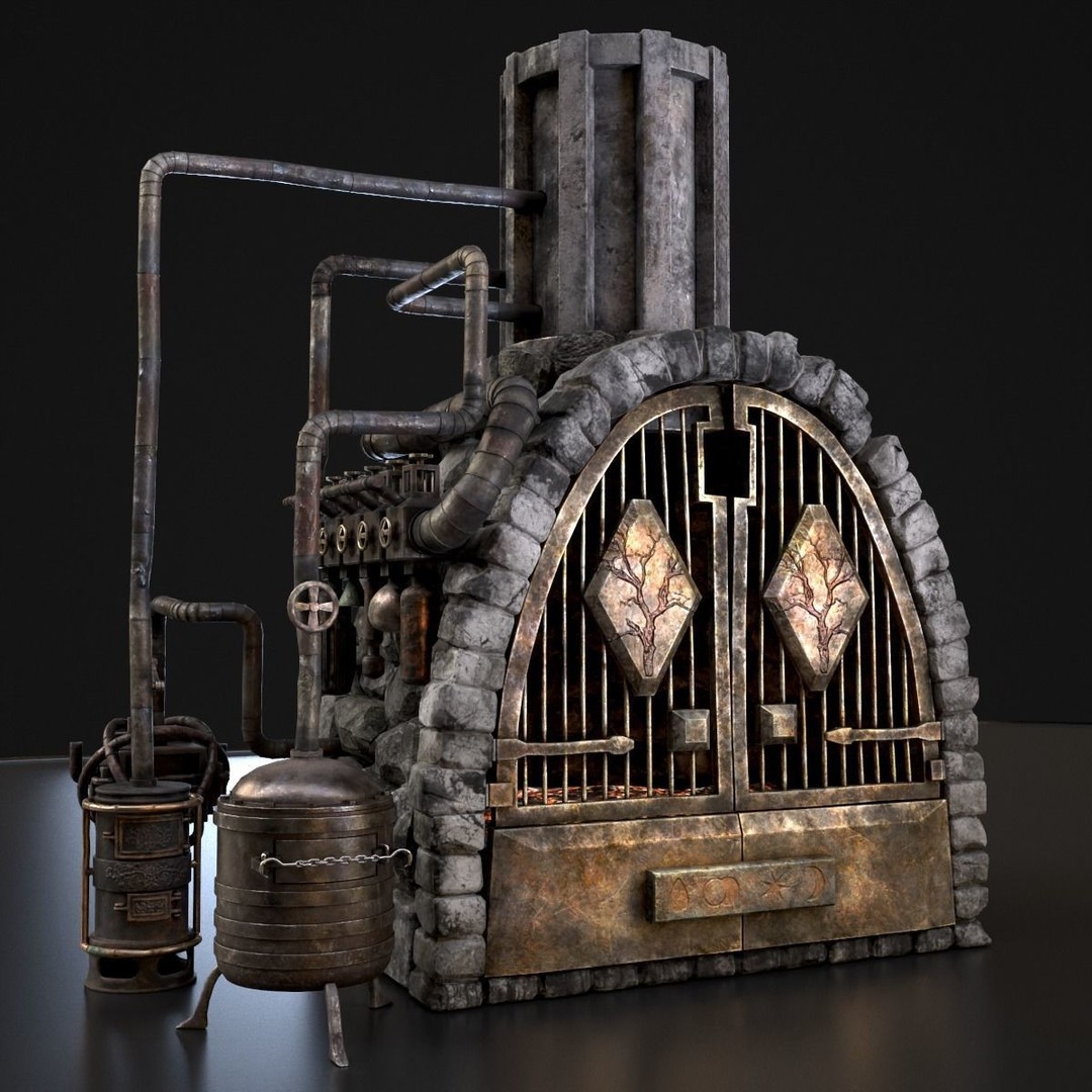 Medieval Alchemy Forge 3D Model – Low Poly Game Asset, FBX - View 5