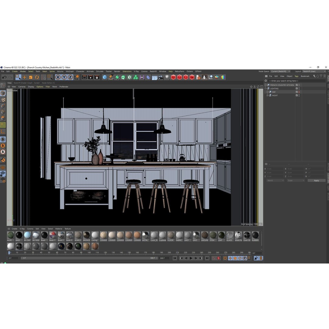 French Country Kitchen 3D Model – Detailed Cinema 4D Scene File - View 5