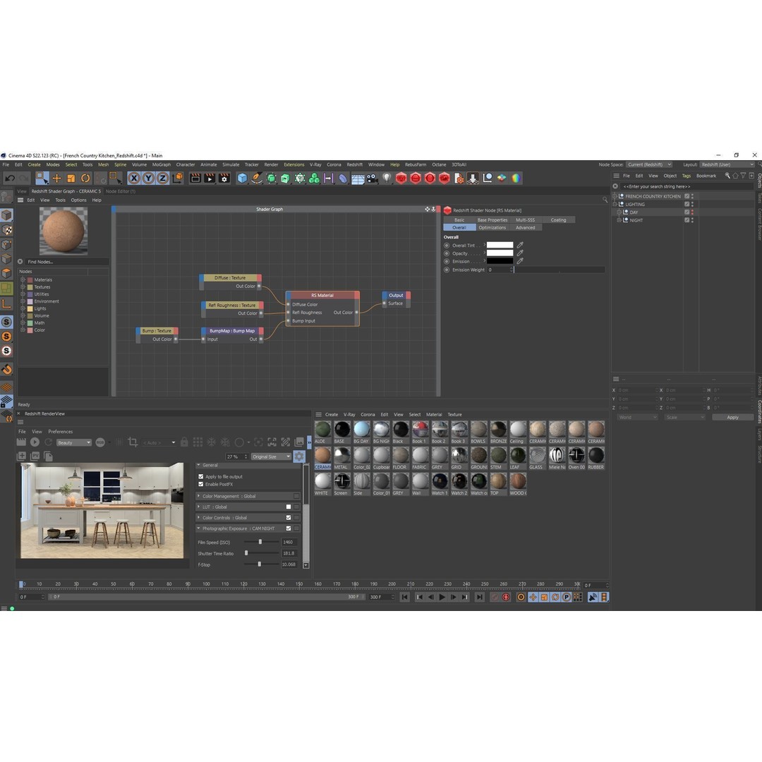 French Country Kitchen 3D Model – Detailed Cinema 4D Scene File - View 6