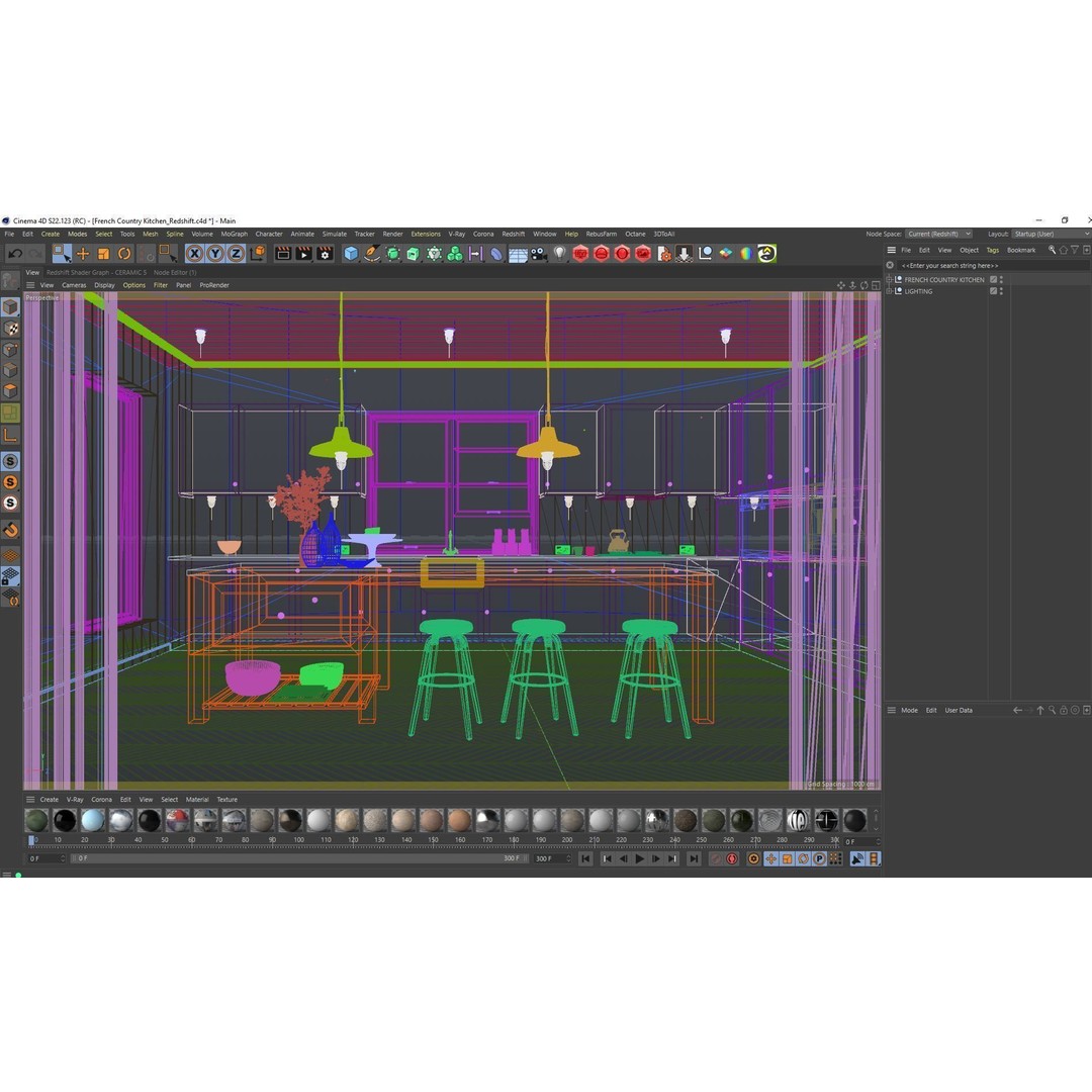 French Country Kitchen 3D Model – Detailed Cinema 4D Scene File - View 7