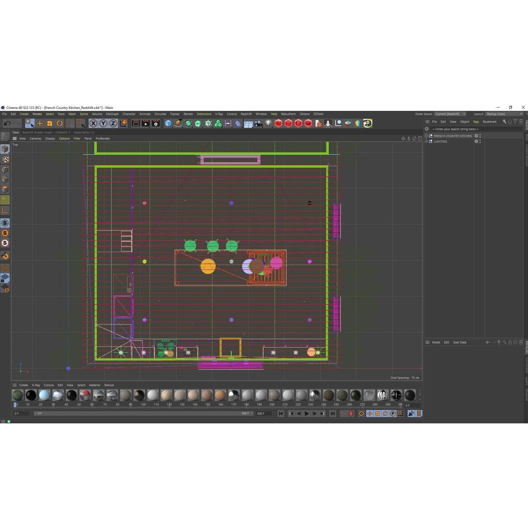 French Country Kitchen 3D Model – Detailed Cinema 4D Scene File - View 8