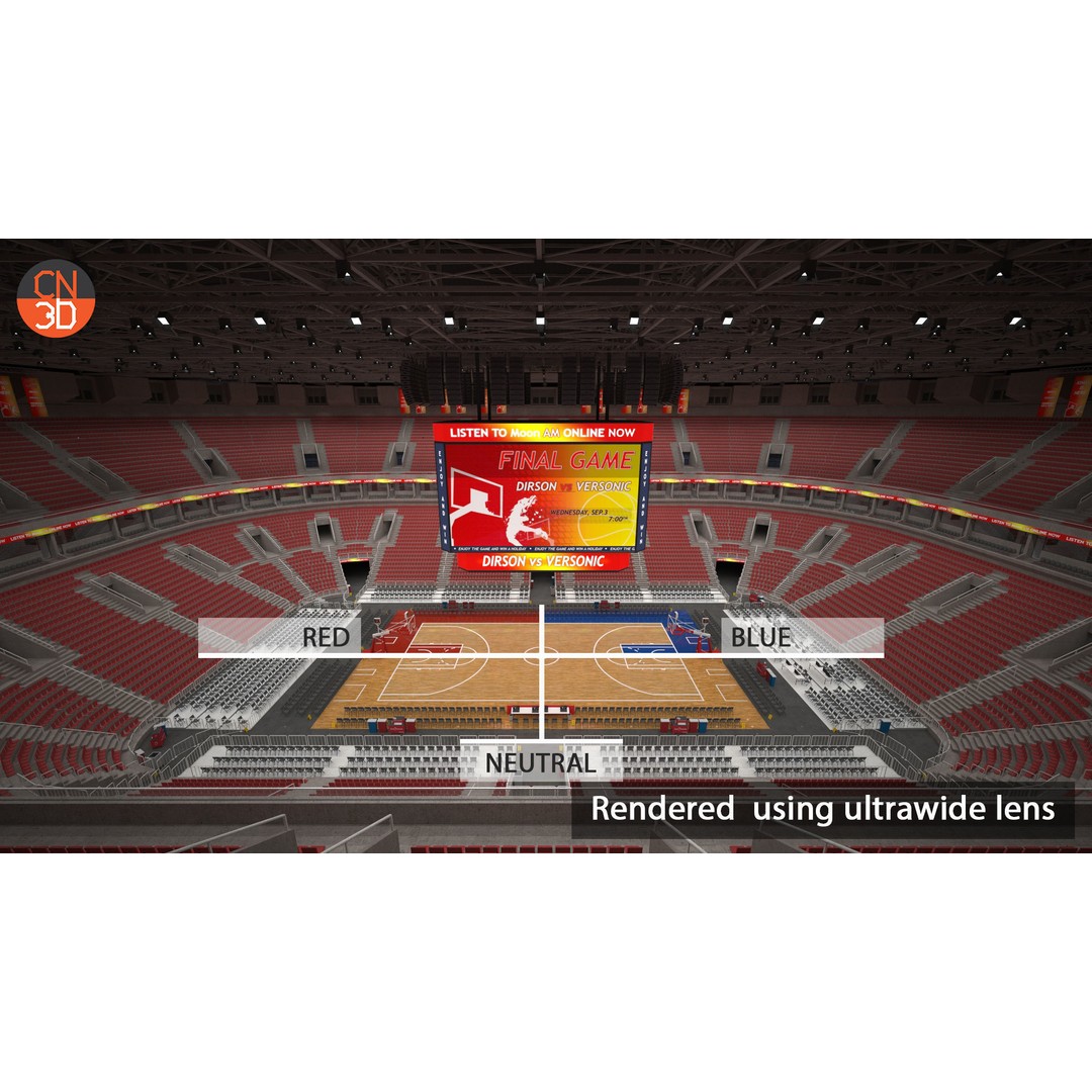 Basketball Arena 3D Model – Low Poly Interior with 18,628 Seats, FBX - View 12
