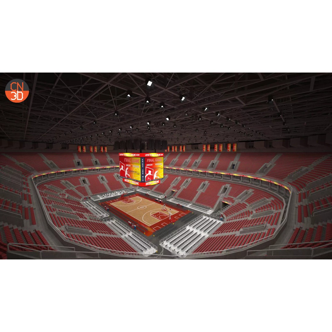 Basketball Arena 3D Model – Low Poly Interior with 18,628 Seats, FBX - View 2