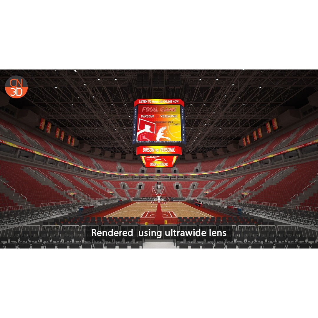 Basketball Arena 3D Model – Low Poly Interior with 18,628 Seats, FBX - View 3