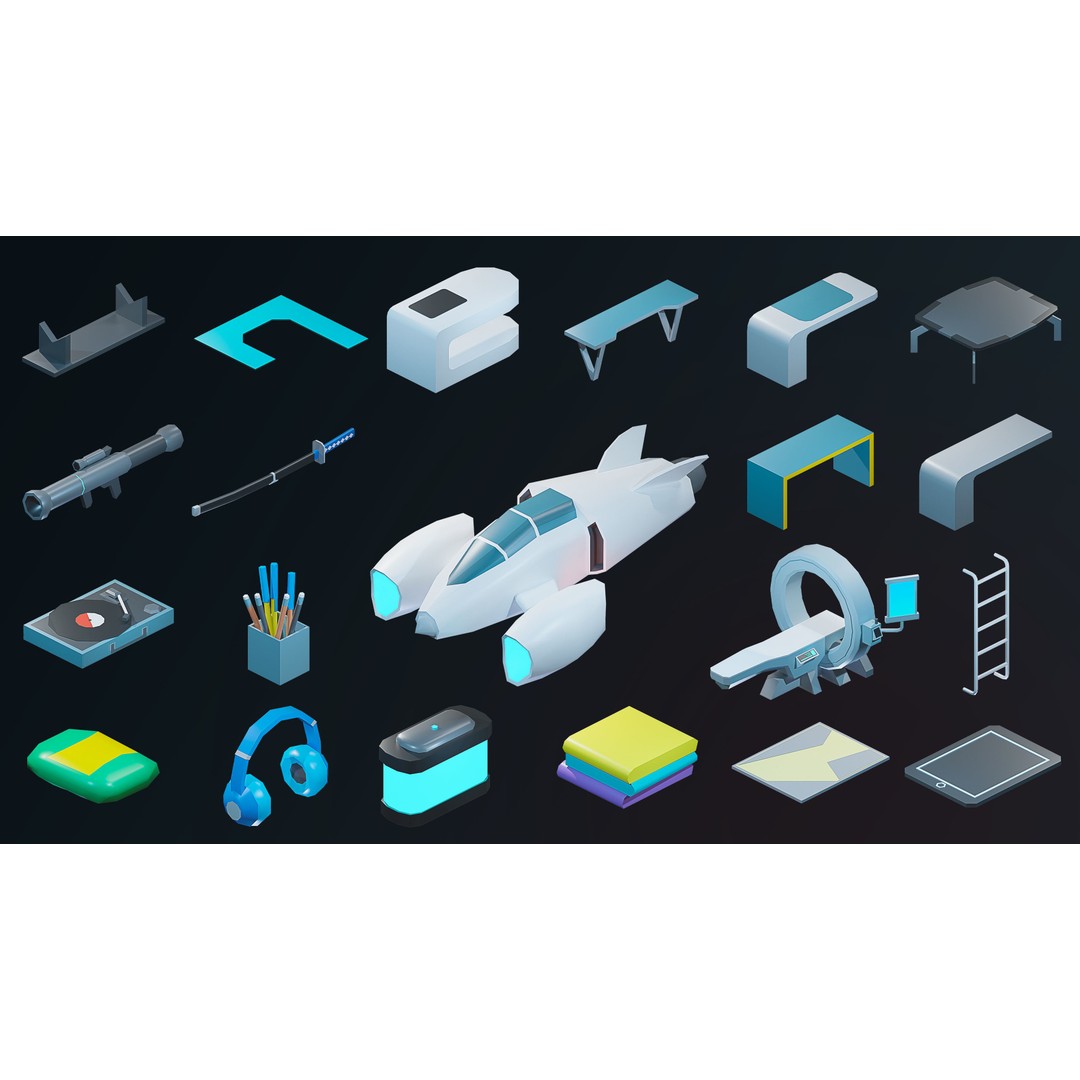 Sci-Fi Rooms 3D Model – Low Poly Interior Pack, FBX, PBR - View 21