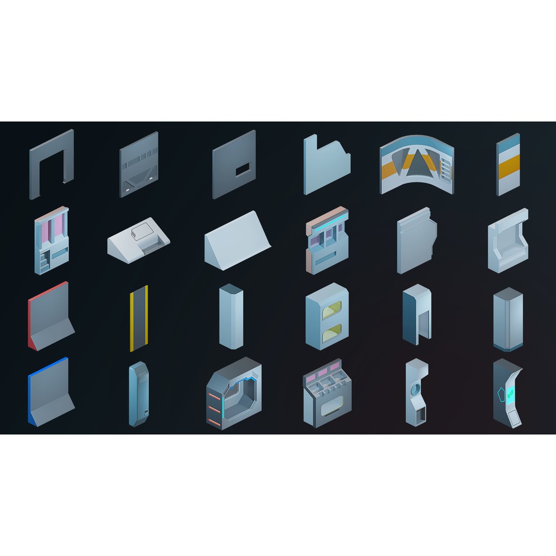 Sci-Fi Rooms 3D Model – Low Poly Interior Pack, FBX, PBR - View 24