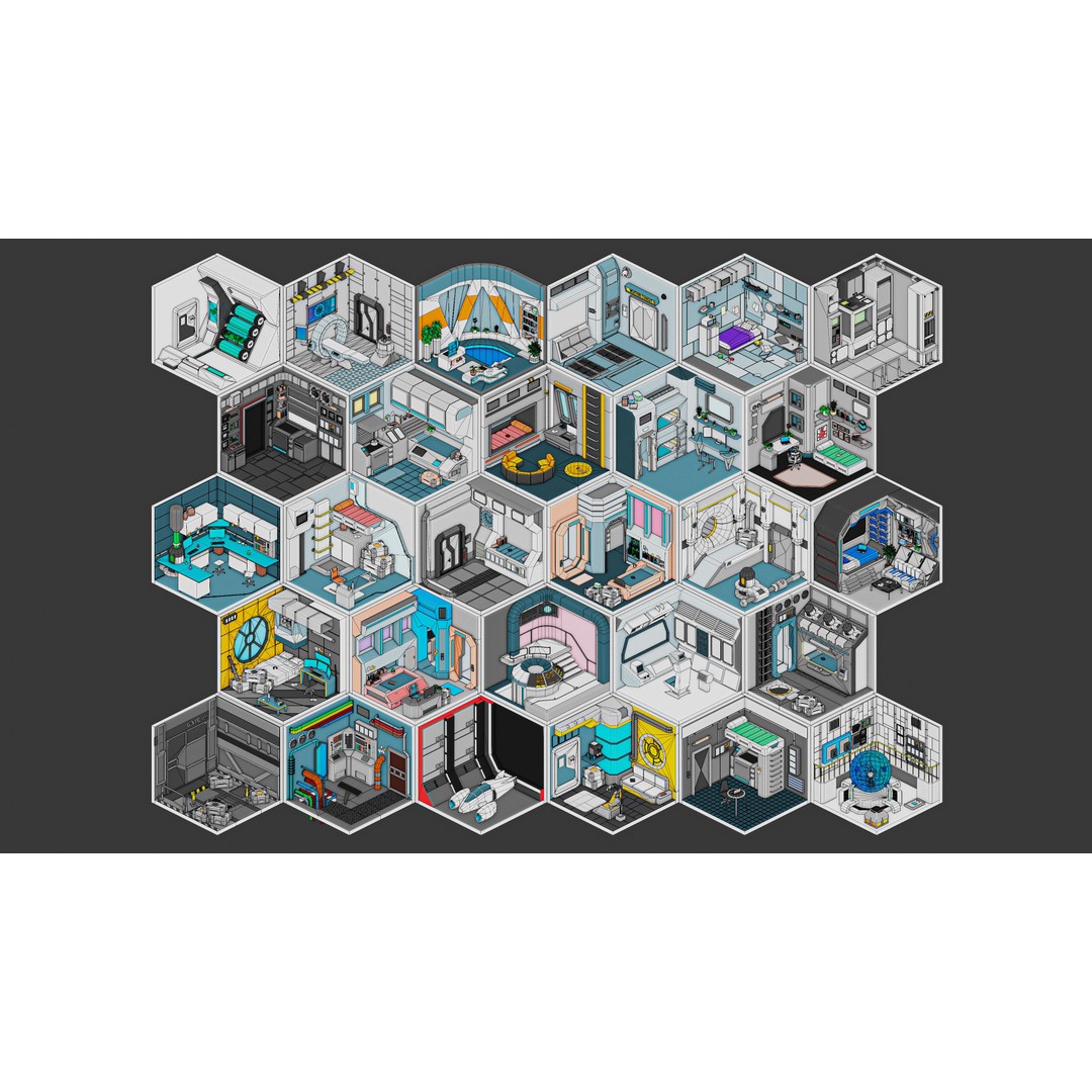 Sci-Fi Rooms 3D Model – Low Poly Interior Pack, FBX, PBR - View 51