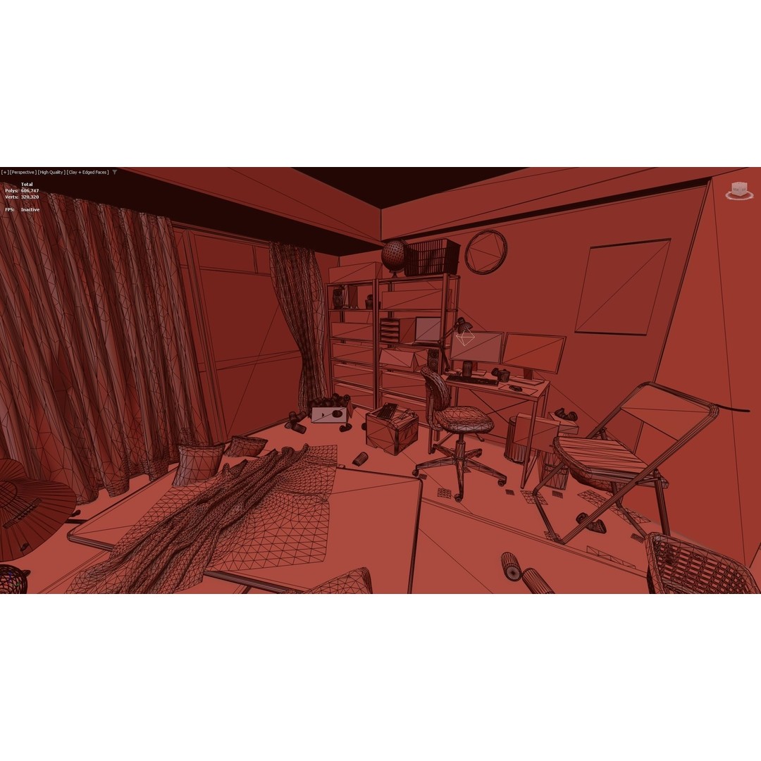 Japanese NEETs Apartment 3D Model – Low-Poly Interior with PBR Textures