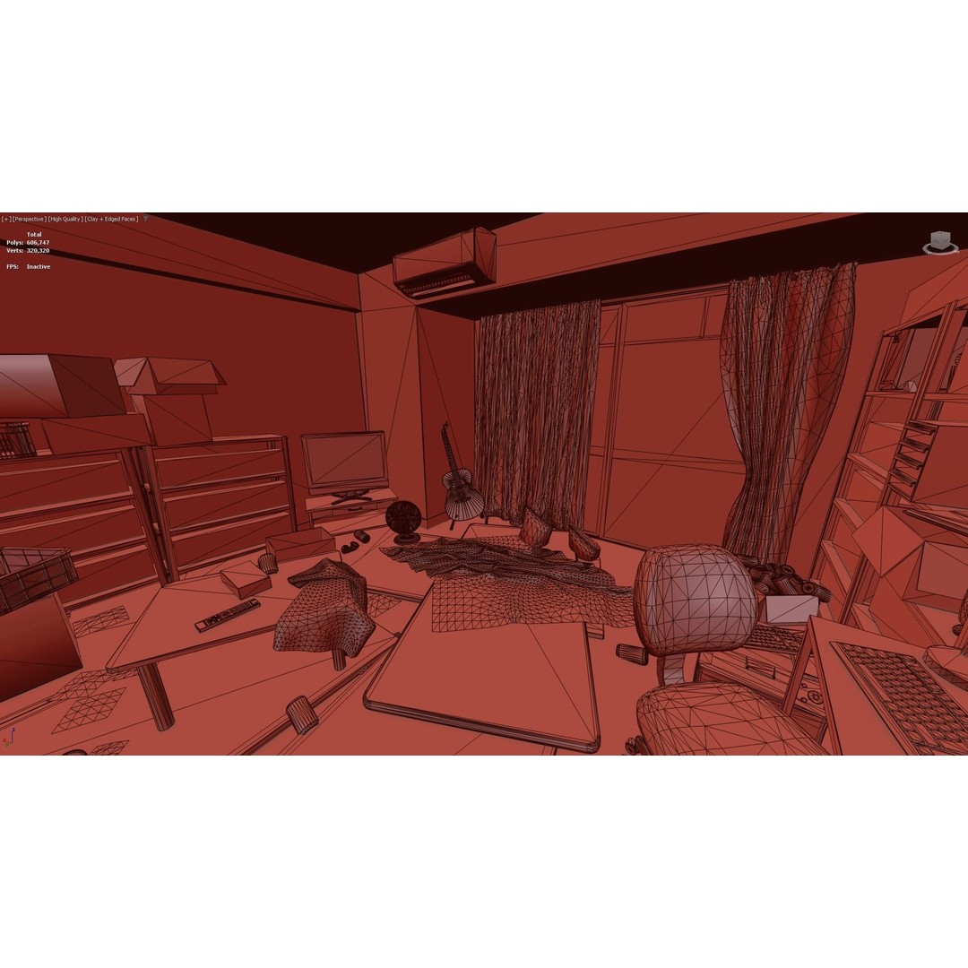 Japanese NEETs Apartment 3D Model – Low-Poly Interior with PBR Textures - View 22