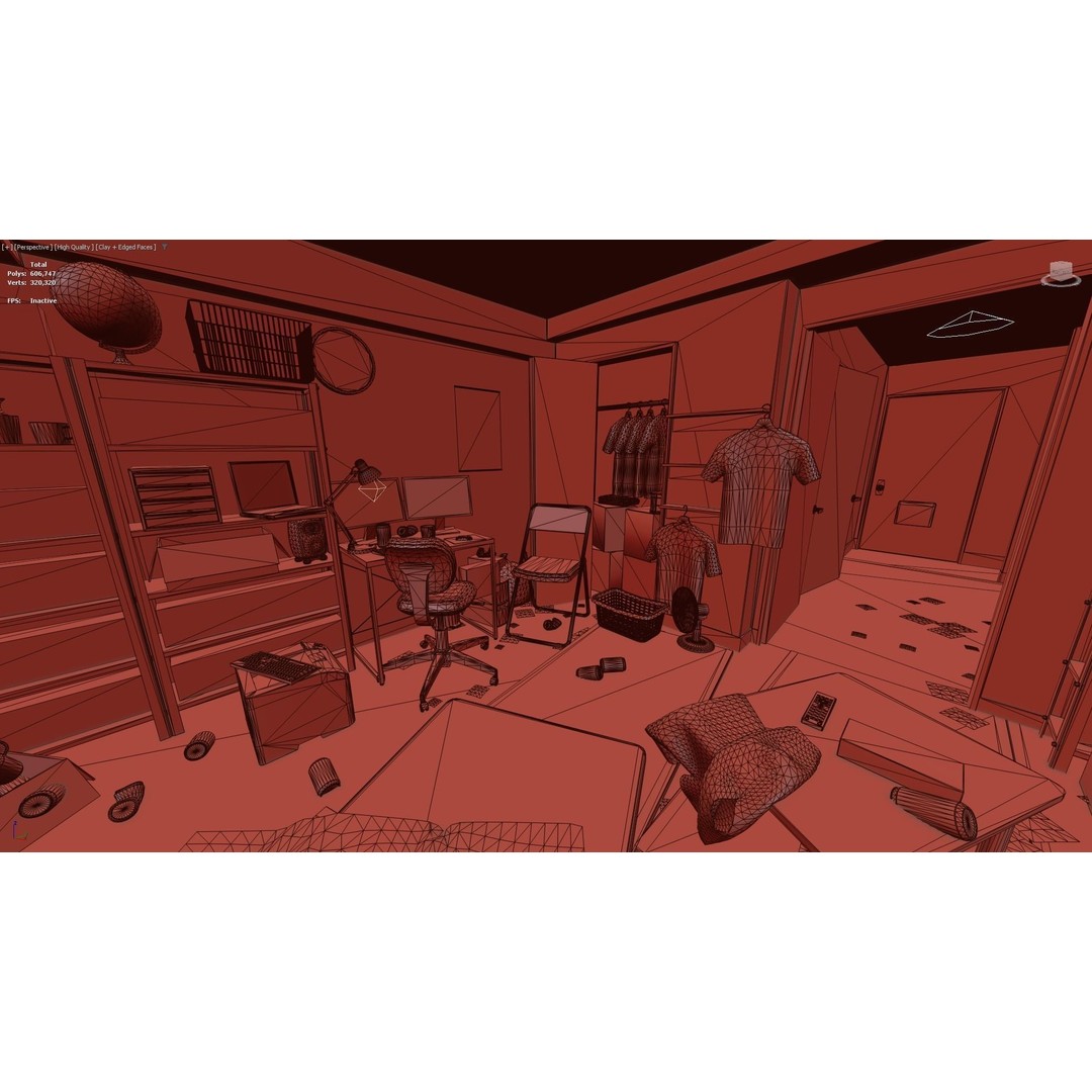 Japanese NEETs Apartment 3D Model – Low-Poly Interior with PBR Textures - View 23