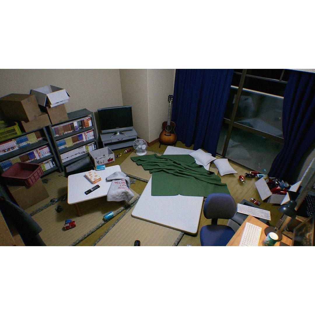 Japanese NEETs Apartment 3D Model – Low-Poly Interior with PBR Textures - View 4