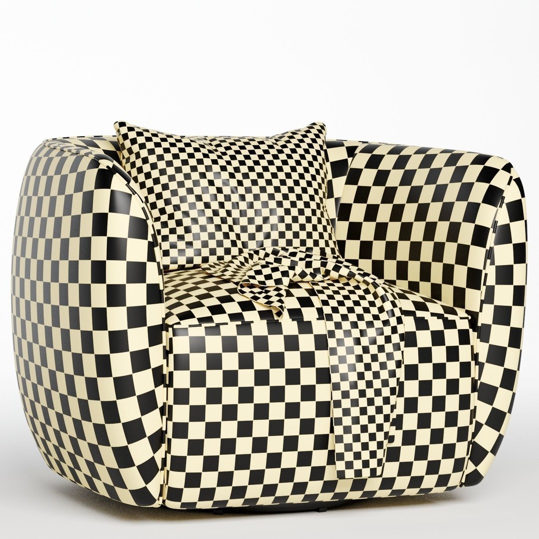 Council Swivel Lounge Chair 3D Model – Modern Fabric Armchair, FBX, OBJ