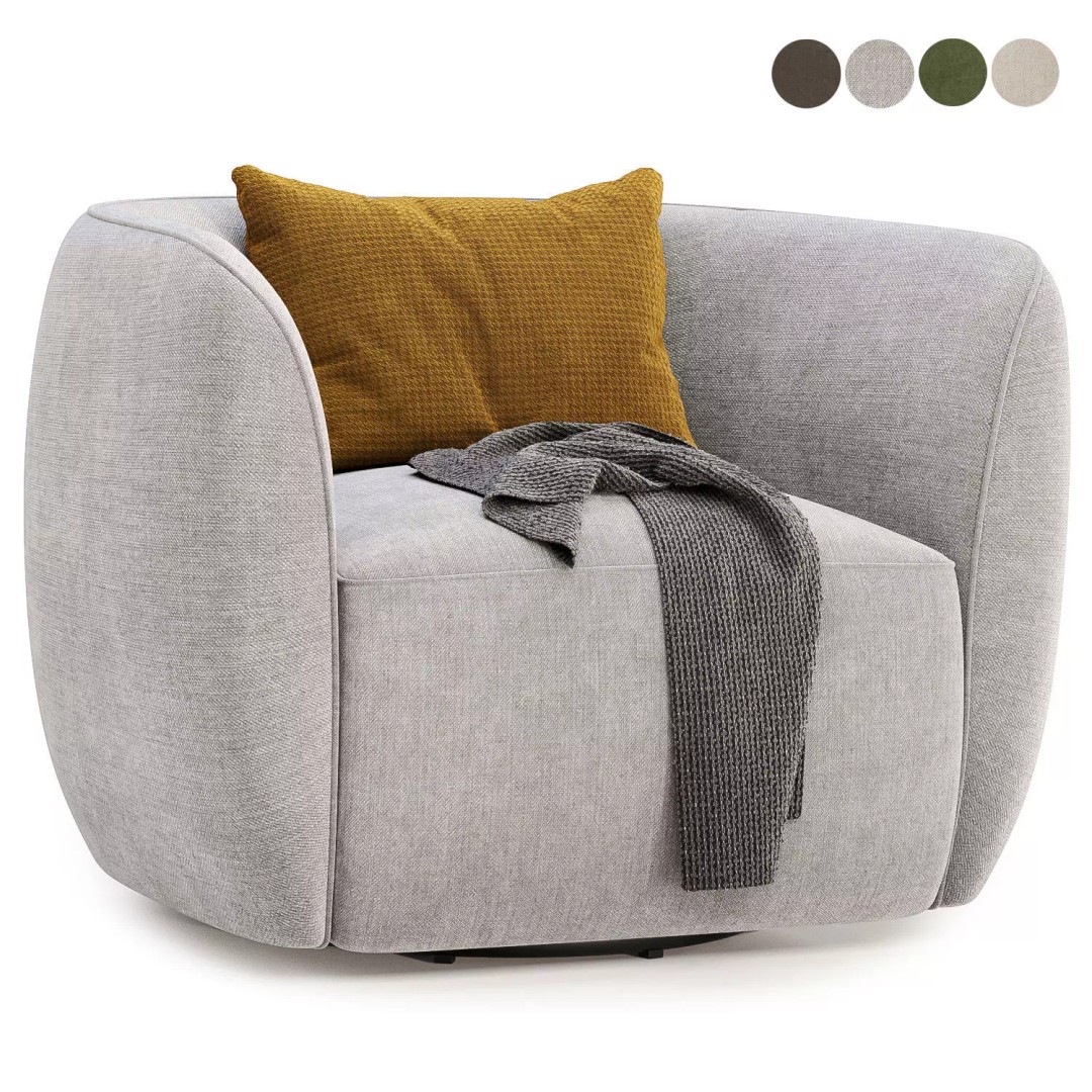 Council Swivel Lounge Chair 3D Model – Modern Fabric Armchair, FBX, OBJ - View 2